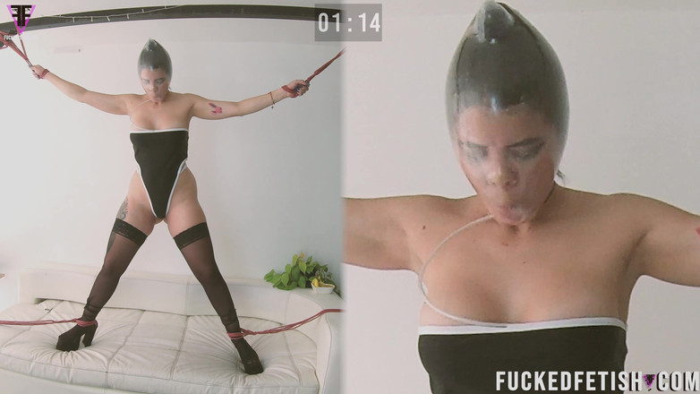 Fucked fetish: 제한 콘돔 호흡 플레이 본딩 4 사지 재미 라틴계