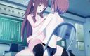 Hentai Smash: Sayori трахает Monika страпоном, пока она не испытывает оргазма - хентай литературного клуба Doki Doki