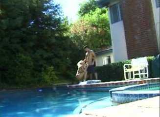 Teens Get it Hard: Busty blonde slut slammed hard on the poolside