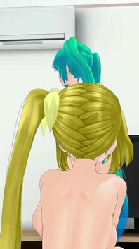 Miku Hatsune naakt dansend veroveraarlied vocaloid mmd 3D Smaragdgroen haar kleur bewerken Smixix