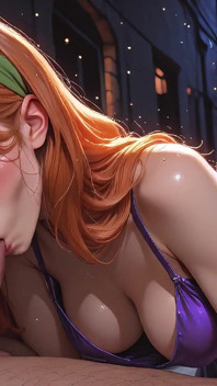 Daphne Aus Scooby-doo Bedient Den Schwanz Eines Fetten Alten Papis