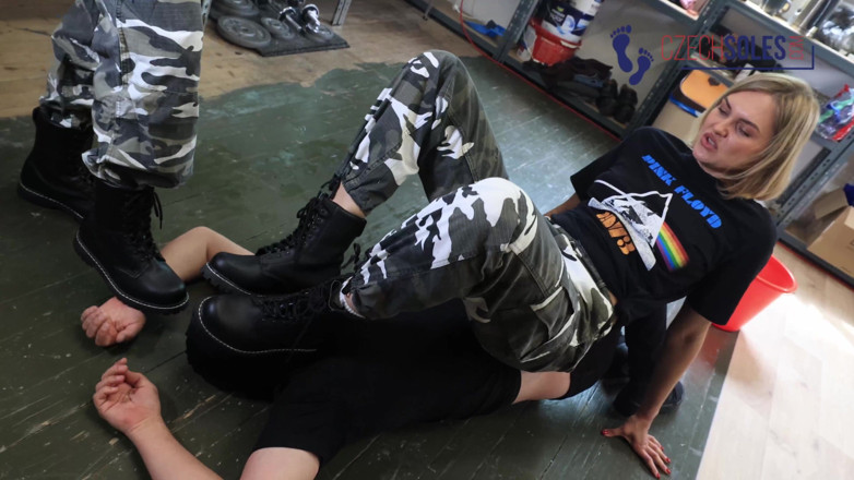 Czech Soles - foot fetish content: Military Girls Enjoy Humiliating Their Sock Slave