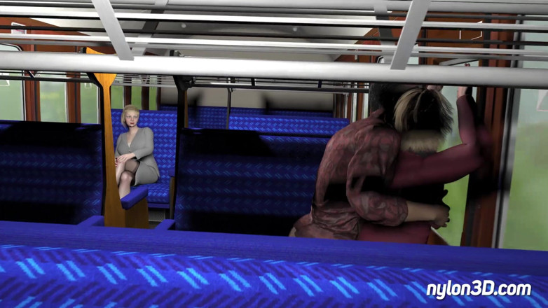 N3D animation: Zugfahrt mit geiler blondine