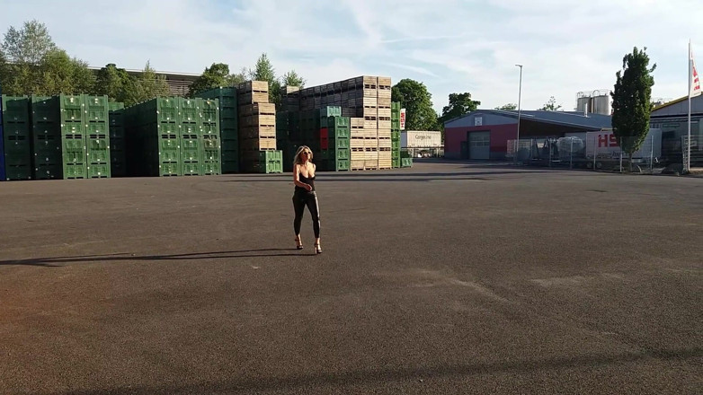 martinawest: Granny Walking Outside in Black Leggins
