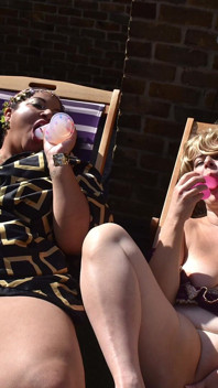 Interracial Lesbian Rooftop Cum Party Starring Sexyspice36 and Juliet Redhead