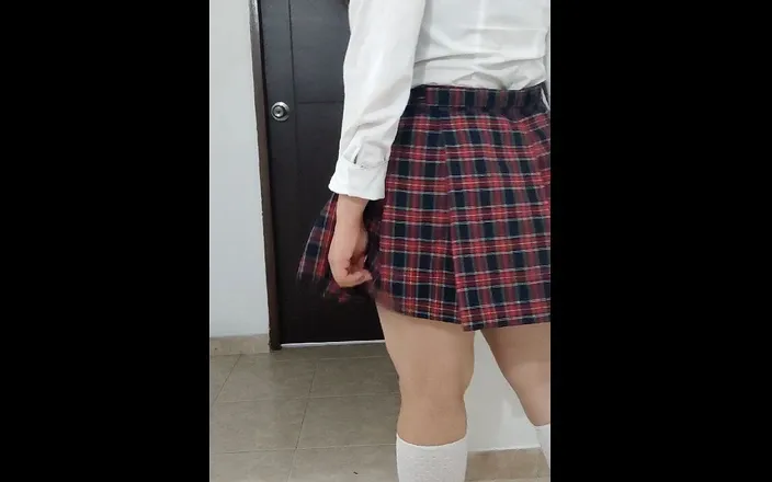 Emily-Chan: Her stepdad's best friend filled her college uniform with cum