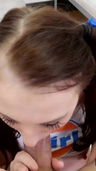 Sweet 18 year old teen Jenna Mae POV insatiable deepthroat blowjob and cum wallow