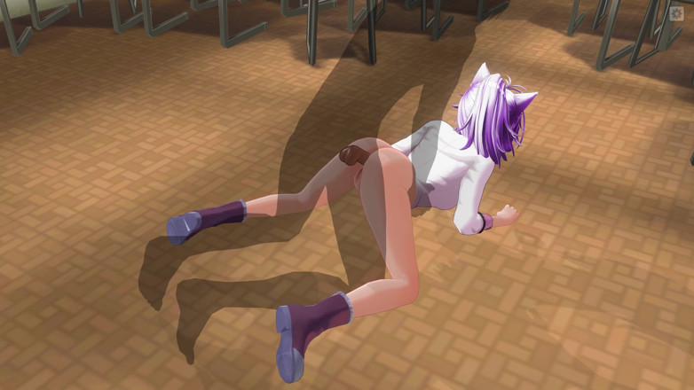 H3DC: 3D HENTAI College girl scopata nel culo sul pavimento in...