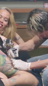 In Tattoo Section Tattoo Artist Can't Resist Hot Blonde