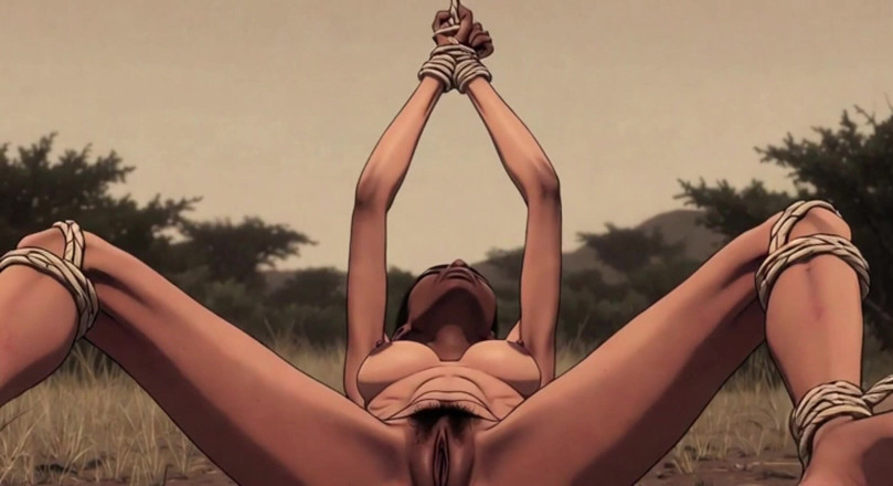 YOUR BEST FANTASY: Zwarte Afrikaanse schoonheid gebonden in wilde savanne - angst en intense...