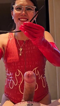 Tiefes Sondieren und melken mit Latexhandschuhen