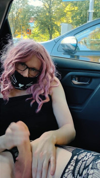 Daring Cumshot While Blindfolded in a Busy Parking Lot