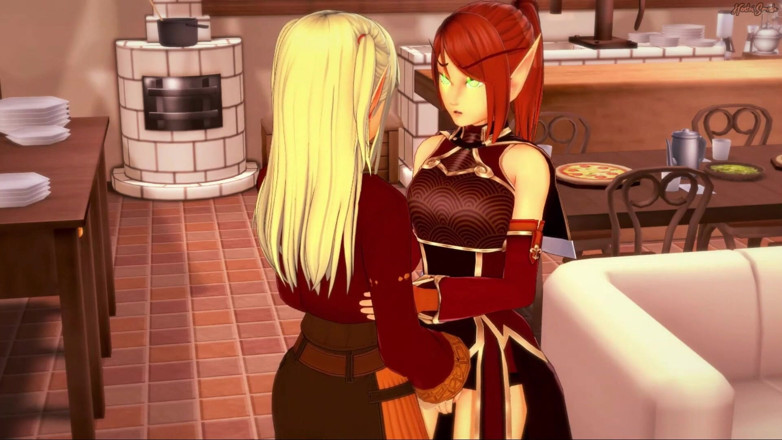 Hentai Smash: Calde lesbiche elfo fanno sesso - World of warcraft Hentai