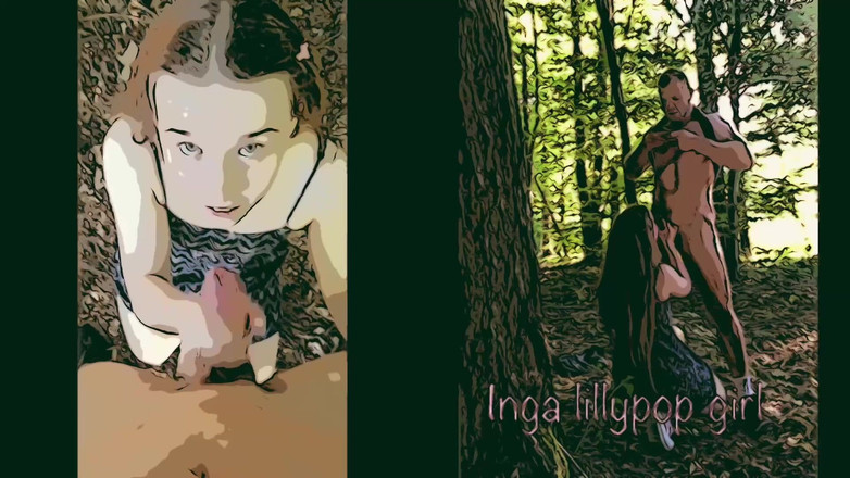 Inga lillypop girl comics: Yaşlı adam ormanda genç sarışınla sevişiyor