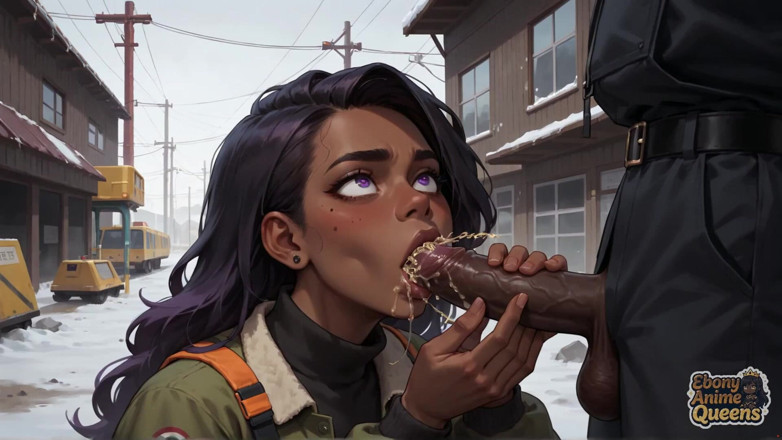 Ebony Anime Queens: 눈 덮인 거리에서 최고의 흑누나 섹스! 흑누나 XXX의 보라색 머리 여왕의 즐거움.