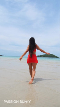 Orange Bikini Fun and Beauty Flashing on the Beach