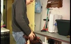 Steppapy Doing a Young Redhead Maid in Stockings with a Friend
