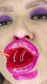 Valentine's Day Lip Fetish Sucking Lollipop and Kissing
