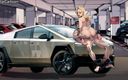 Hentai cartoon: Sexy sex v autě se sekretářkou na cybertrucku Tesla na...