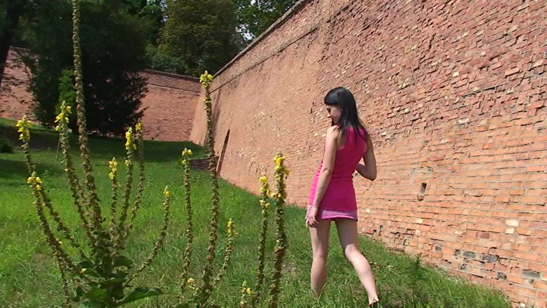 Zona Divas NET: Cute Teen Lolly Flashing Her Small Tits and Pussy Outdoors