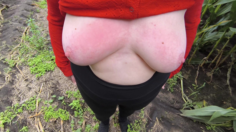 Bouncy Tits Action: Ass and Tit Spanking in the Woods