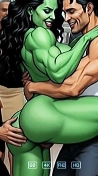 Bruxa nua com bunda verde grande na festa de halloween seduz homens para sexo