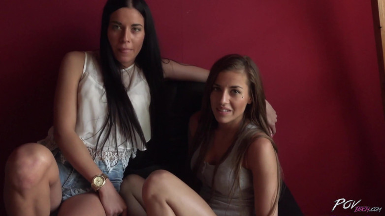POV Bitch: Nasty babes share one cock in homemade POV fuck