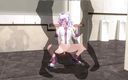 H3DC: HENTAI 3D. Studentin auf der toilette springt auf einen schwanz und...