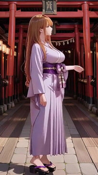 Рыжая богиня кимоно! Стоя на коленях под священными воротами Torii, она застенчивым взглядом настраивает свой промокнутый наряд без.
