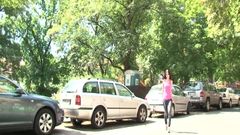 European fresh porn: Hot brunette from the park invited for sex