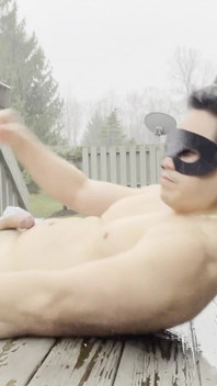 Rain-soaked Muscle Jerk Explosive Outdoor Cum Under the Storm