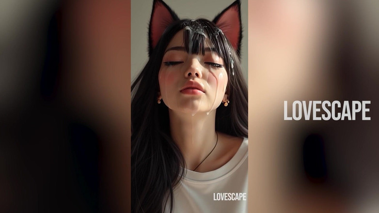 Lovescape: Une catgirl excitée dans sa chambre gémit bruyamment et la...