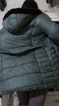 Zdradzająca żona wysadza męża przyjaciela podczas wojny gorący kombinezon i futro z kapturem Downjacket 232
