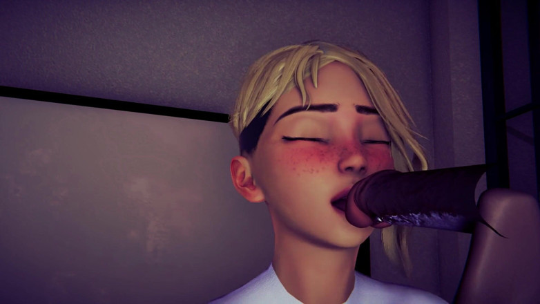 Waifu club 3D: Gwen lèche la tête d'une bite jusqu'à ce que tu...