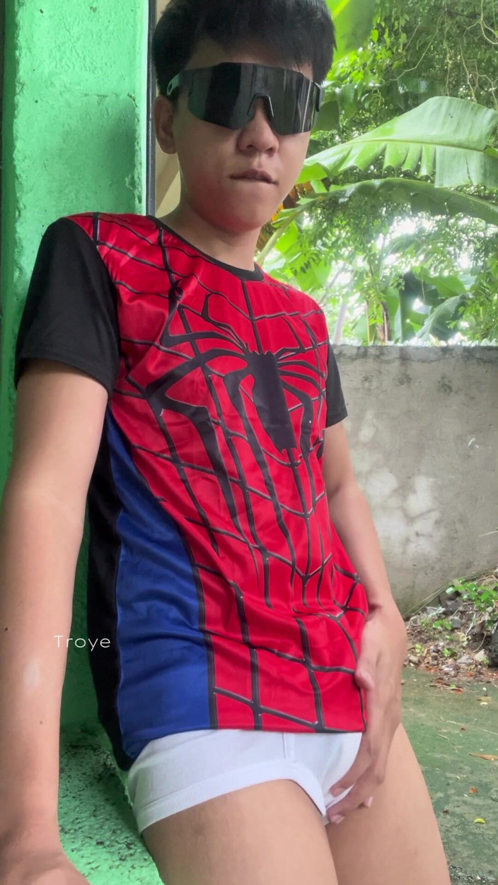 Troye_AsianPinoy: Asian Spiderman Cums on a Rainy Day