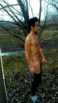 Tattooed Wanker Is Wanking at the Cruising Area