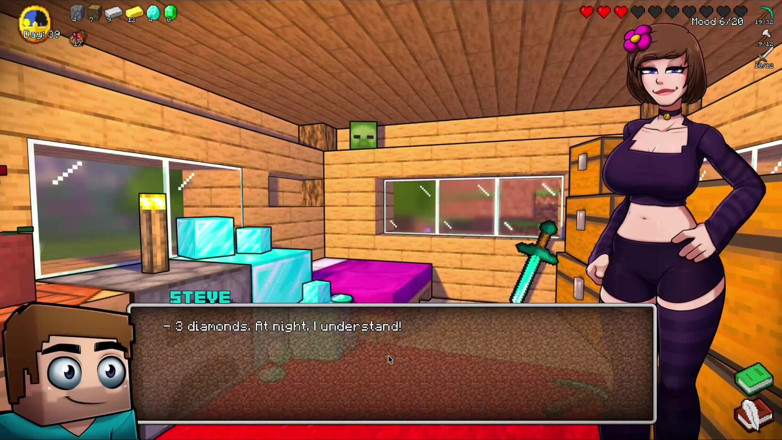 Alita: Збуджена пародія на Minecraft - Стів отримує неохайний глибокий мінет від Дженні за діамант