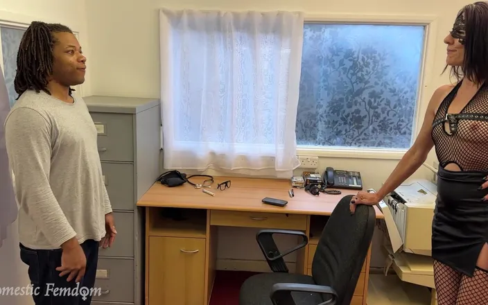 Domestic femdom: Teased by the Bosses Fishnets