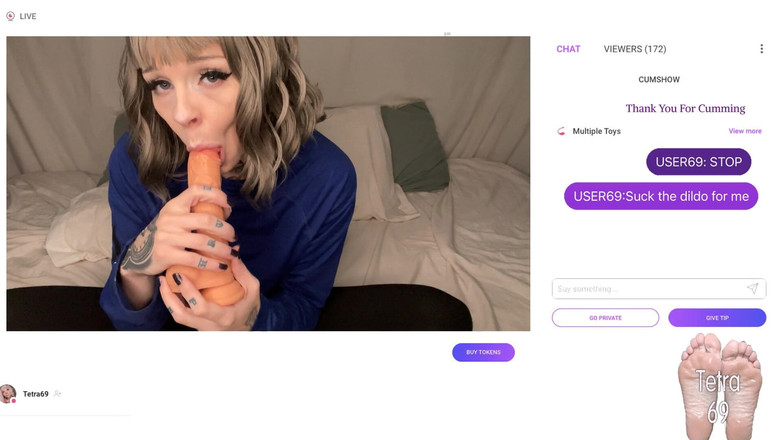 Tetra69: Tetras cam show nohy sebe uctívání