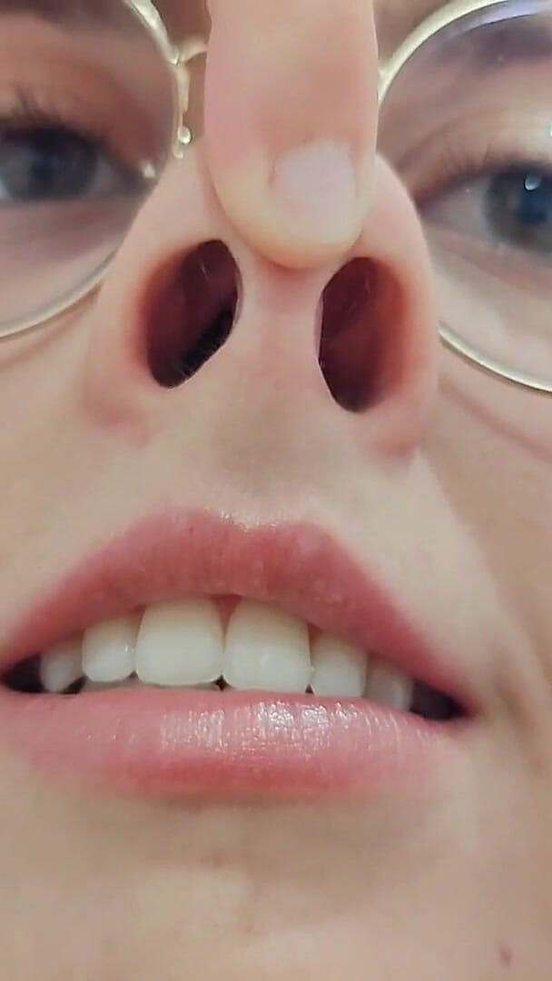 Shanaxnow: Nose Fetish Nostrils Pressing on My Nose Mouth Open Glasses