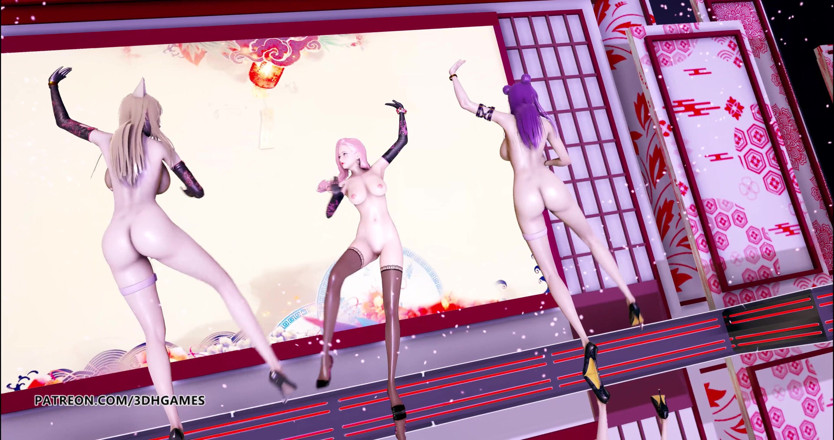3D-Hentai Games: Tougen Renka - Nackter tanz Ahri kaisa Seraphine heißer erotischer tanz