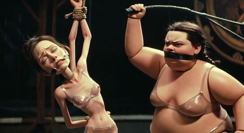 YOUR BEST FANTASY: Skinny Slave in Bondage Whipped by Fat SSBBW Mistress