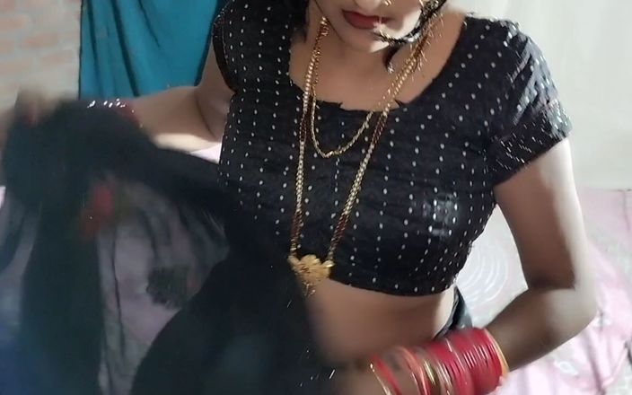 Lalita singh: Indiana desi vídeo fofa village bhabhi preto saree blusa petticoat...
