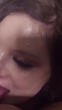 Side View Alessandra Noir Sucks a Thick Black Cock