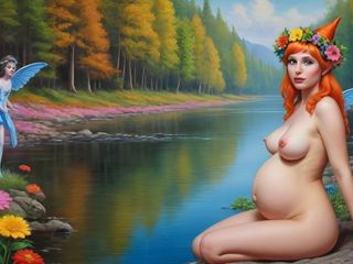 AI Girls: Naaktfoto's van zwangere elfvrouwen