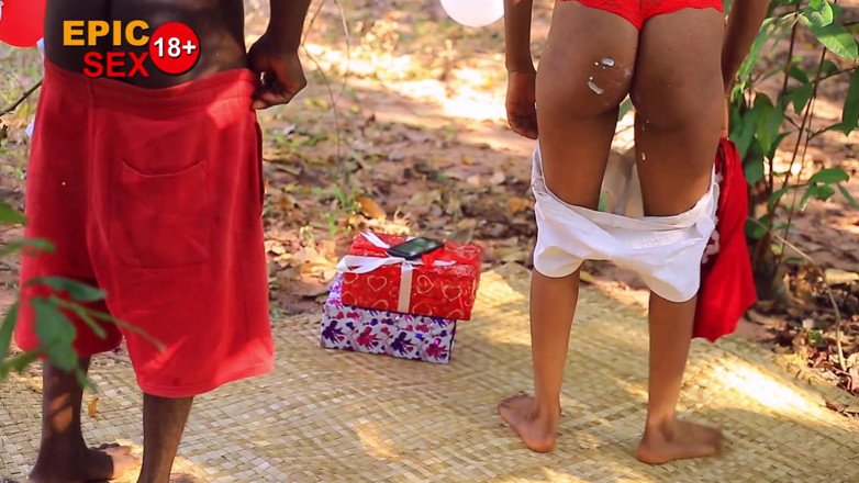 Epicafri: Christmas village sex - don't tell stepmum I fucked you outside