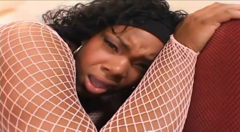 Radical Interracial: Chubby ebony gets cum all over her boobs
