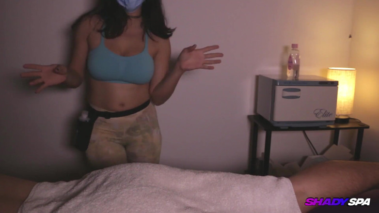 Shady Spa: MILF Masseuse with Thick Thighs & Rubs Him Until He Cums