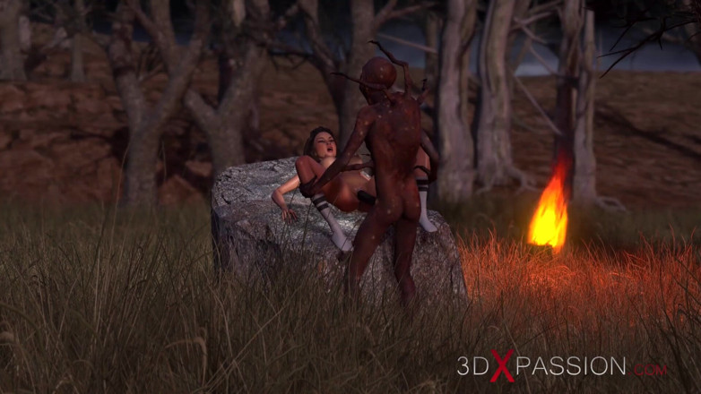 3dxpassion: lakri goblin raat men jangal men kathin phitnes larki ko...