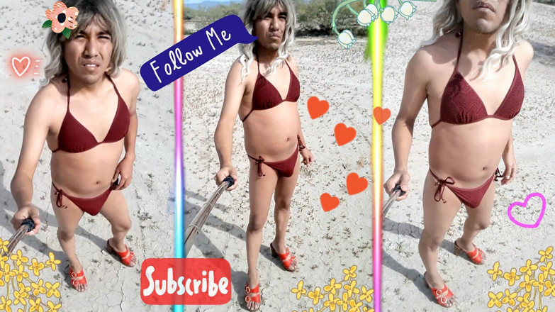 Misaelechowski: Cute sexy Trans z bikini i obcasami w miejscach publicznych...